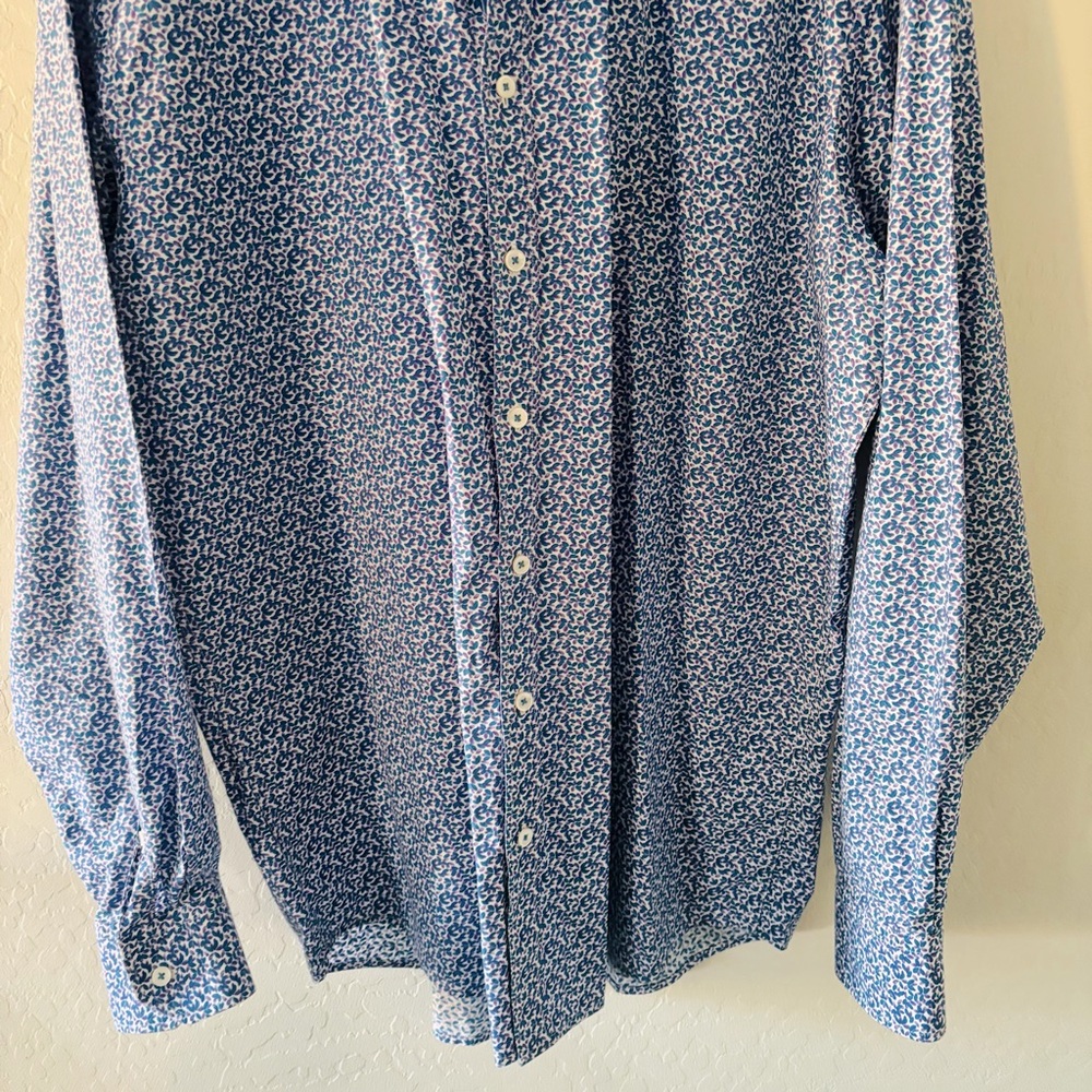 Bugatchi Men's Button Down Blue Patterned Shirt S… - image 3